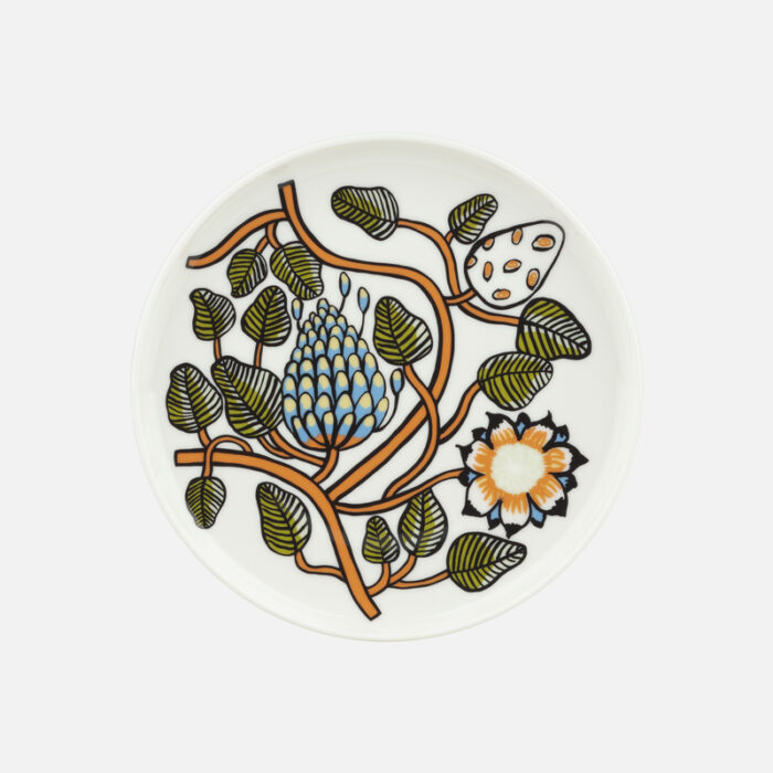 Tallerken 20cm hvit/grønn/oransje