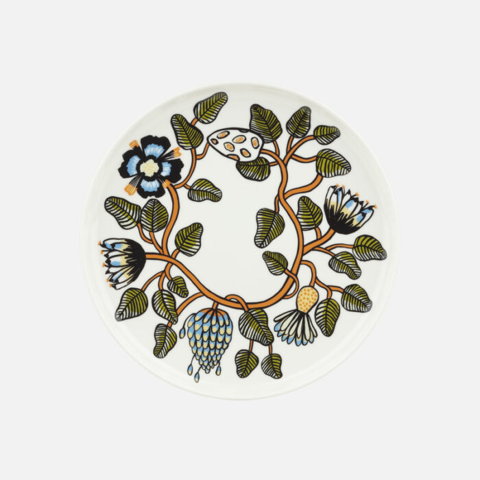 Tallerken 25cm hvit/grønn/oransje
