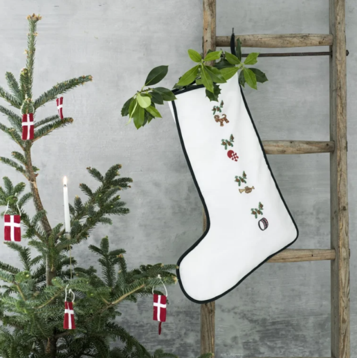 Julestrømpe hvit og grønn