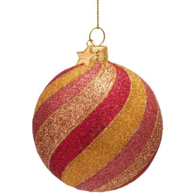 Julekule glitter gull-rosa_Vondels